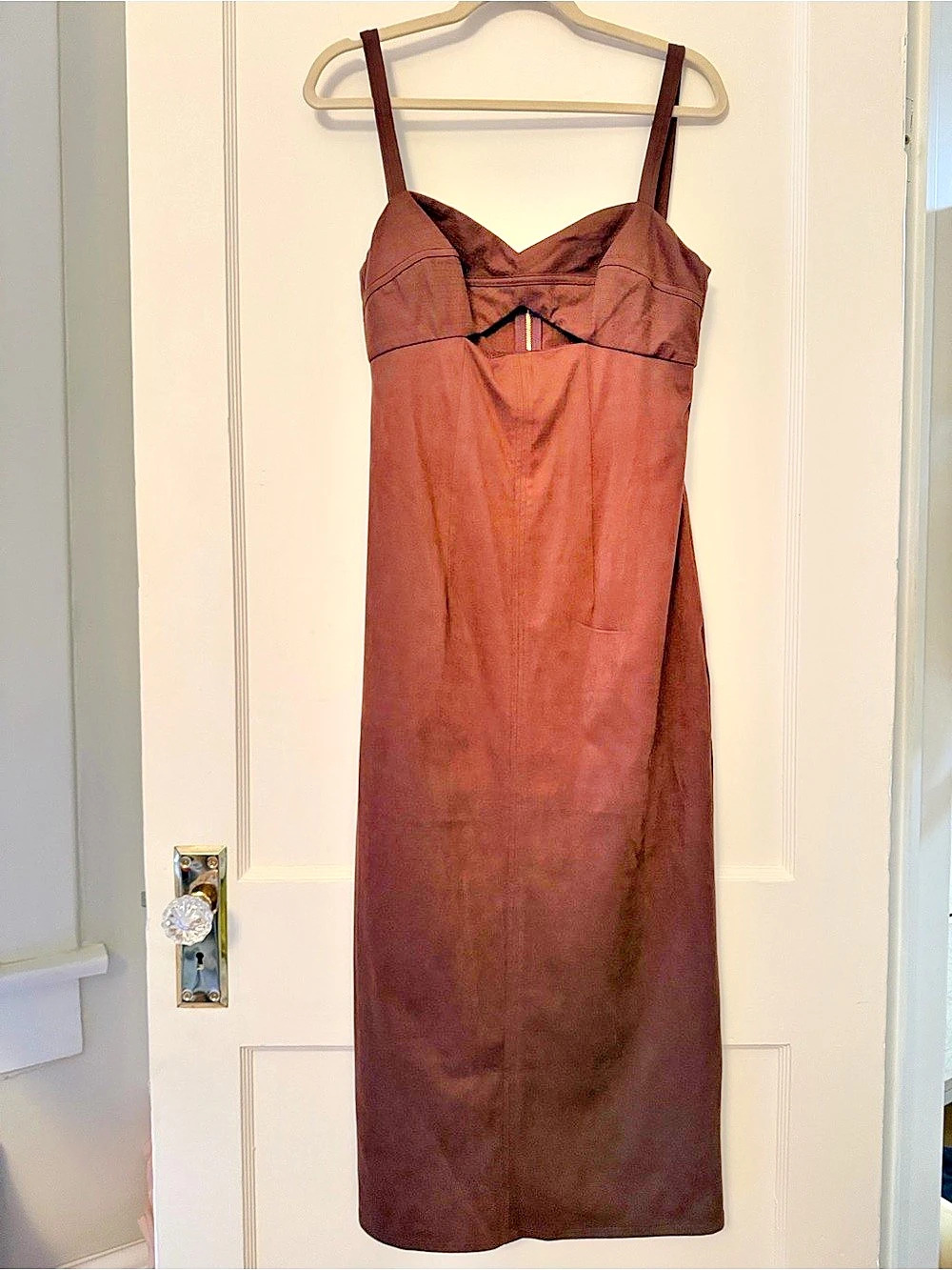 Karina Grimaldi Olivia Suede Midi Dress Brown Size Medium
